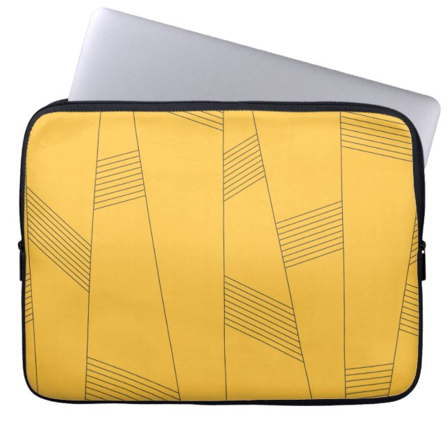 Eenvoudig, geel, modern abstract grafisch ontwerp laptop sleeve (Voorkant)