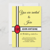 Eenvoudig geel Modern Elegant 1e Verjaardagsfeest Kaart (Voorkant)