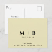 Eenvoudig Geel Monogram Bruiloft Bewaar de Datum Briefkaart (Voorkant / Achterkant)