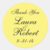 Eenvoudig geel monogram ronde sticker (Voorkant)