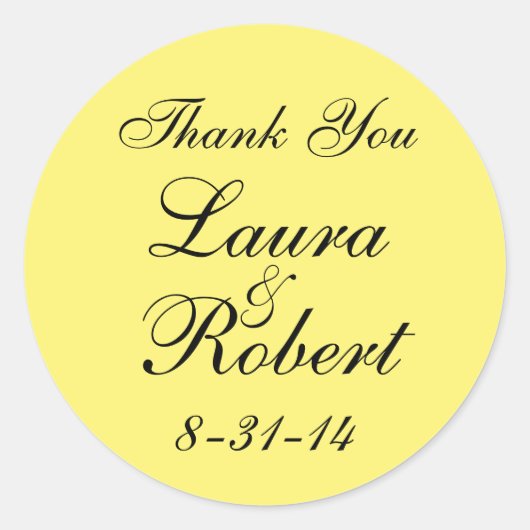 Eenvoudig geel monogram ronde sticker (Voorkant)