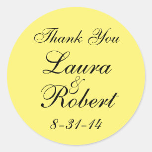 Eenvoudig geel monogram ronde sticker