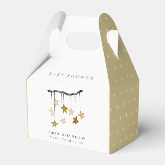 Eenvoudig geel neutraal Star mobiel Baby shower Bedankdoosjes (Achterkant)