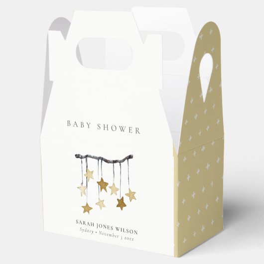 Eenvoudig geel neutraal Star mobiel Baby shower Bedankdoosjes (Geopend)