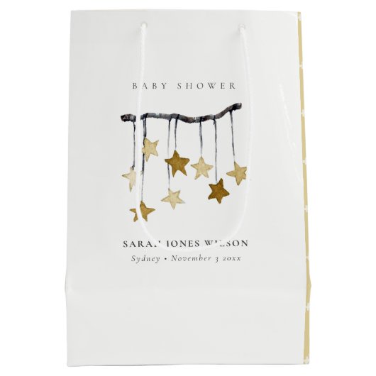 Eenvoudig geel neutraal Star mobiel Baby shower Medium Cadeauzakje (Achterkant)