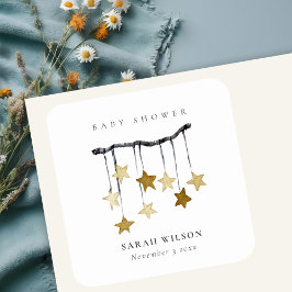 Eenvoudig geel neutraal Star mobiel Baby shower Vierkante Sticker