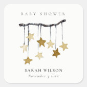 Eenvoudig geel neutraal Star mobiel Baby shower Vierkante Sticker (Voorkant)