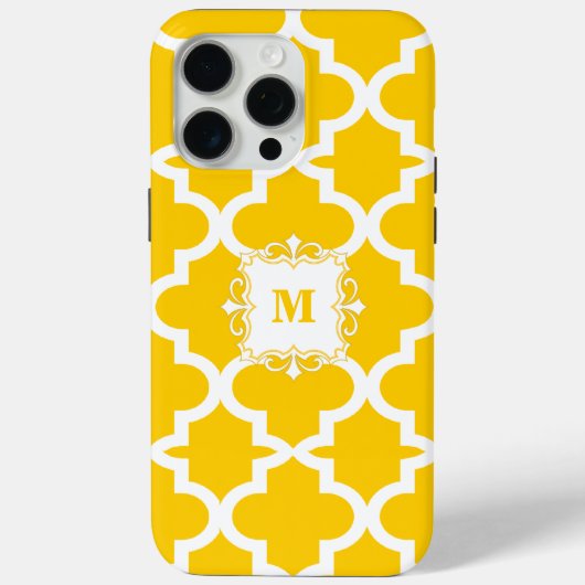 Eenvoudig geel patroonmonogram Case-Mate iPhone case (Achterkant)