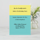 Eenvoudig Geel Pool Blue Birthday Party restaurant Kaart (Staand voorkant)