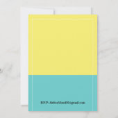 Eenvoudig Geel Pool Blue Birthday Party restaurant Kaart (Achterkant)