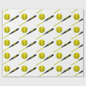 Eenvoudig geel Softball-patroon Cadeaupapier (Vlak)