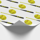 Eenvoudig geel Softball-patroon Cadeaupapier (Hoek)