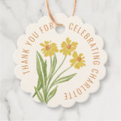 Eenvoudig geel Wildflower verjaardagsgunst Label (Voorkant)