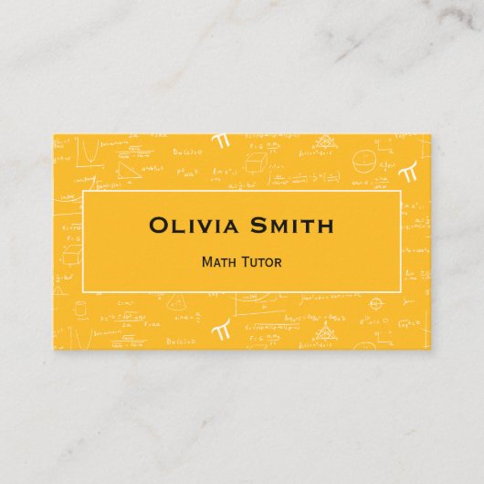 Eenvoudig Geel Wiskunde Tutor Docent Formule Patro Visitekaartje (Voorkant)