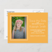 Eenvoudig Geel Wit Afstuderen sparen de Datum Aankondigingskaart (Voorkant / Achterkant)