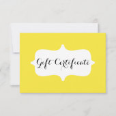 Eenvoudig Geel Zakelijk Cadeaubon Kaart (Voorkant)