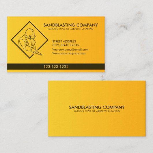 Eenvoudig geel zandstraalde wasmachine visitekaartje (Voorkant / Achterkant)