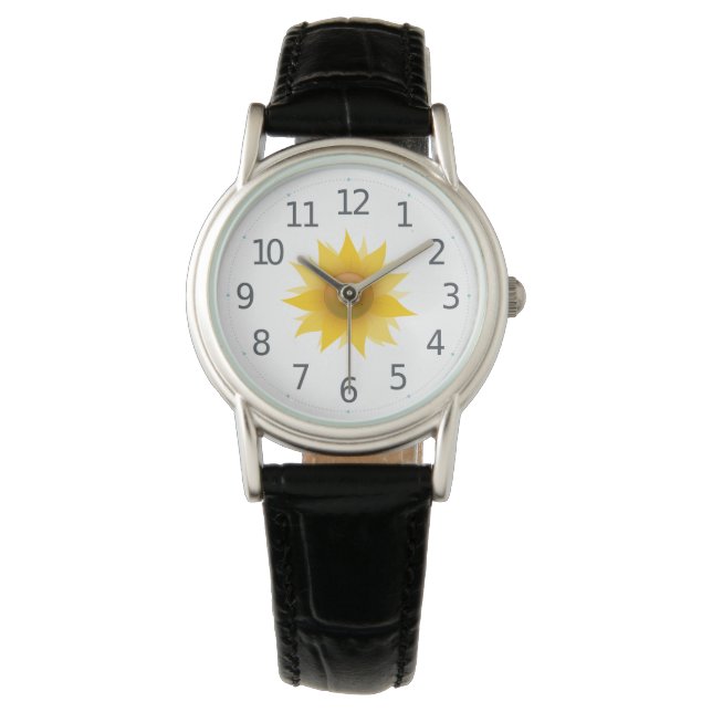 Eenvoudig Geel Zonnebloem Bloemen Vrouwen Horloge (Voorkant)