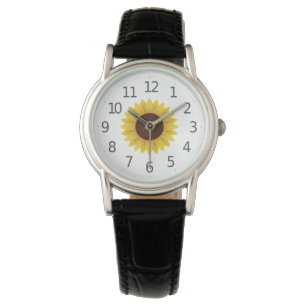 Eenvoudig Geel Zonnebloem Bloemen Vrouwen Horloge