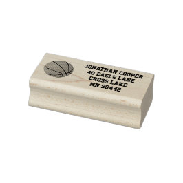 Eenvoudig geëtst retouradres met basketbal rubberstempel