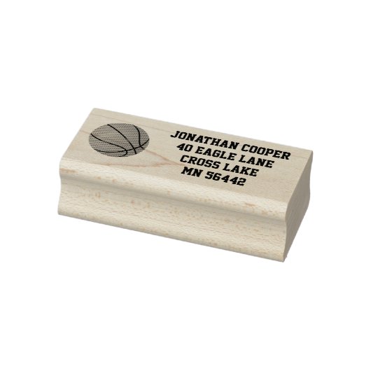 Eenvoudig geëtst retouradres met basketbal rubberstempel (Stempel)