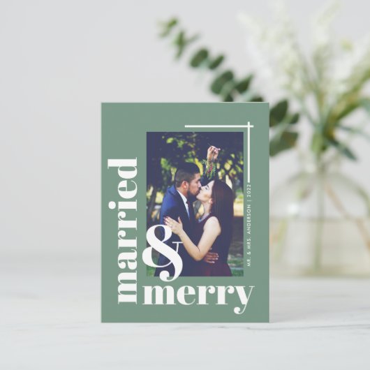 Eenvoudig gehuwd en prettig kerstfeest briefkaart (Staand voorkant)