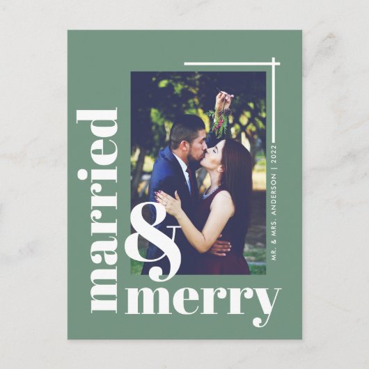 Eenvoudig gehuwd en prettig kerstfeest briefkaart (Voorkant)