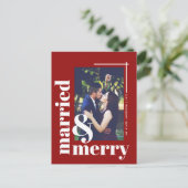 Eenvoudig gehuwd en prettig kerstfeest briefkaart (Staand voorkant)