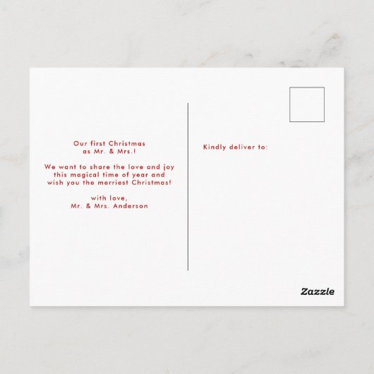 Eenvoudig gehuwd en prettig kerstfeest briefkaart (Achterkant)