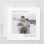 Eenvoudig gehuwd en vrolijk Pas getrouwd Feestdagenkaart (Voorkant)