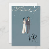 Eenvoudig geïllustreerd Afro-Amerikaans koppel Save The Date (Voorkant / Achterkant)