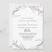 Eenvoudig geïllustreerd gebladerte Spaanse bruilof Kaart (Voorkant)