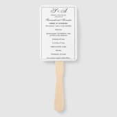 Eenvoudig Geïnitialiseerd Huwelijksprogramma Zwart Handwaaier (Voorkant)