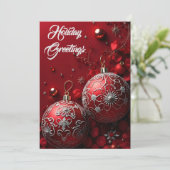 Eenvoudig geïnspireerd rood strass feestdagenkaart (Staand voorkant)