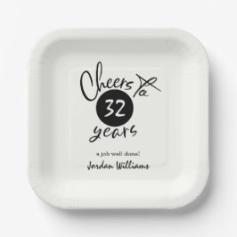 Eenvoudig gejuich voor elk jaar pensioenfeest papieren bordje