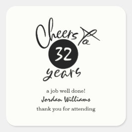 Eenvoudig gejuich voor elk jaar pensioenfeest vierkante sticker