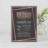 Eenvoudig gekanteld Roos Gold Border Black Chic Ve Kaart (Staand voorkant)