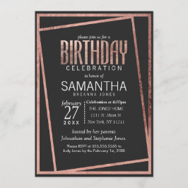 Eenvoudig gekanteld Roos Gold Border Black Chic Ve Kaart