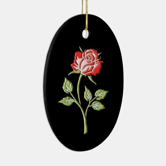 Eenvoudig gekleurd Roos Keramisch Ornament (Rechts)