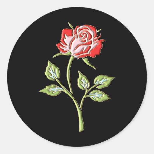 Eenvoudig gekleurd Roos Ronde Sticker (Voorkant)