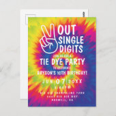 Eenvoudig gekleurde vingers van 10e verjaardag Inv Briefkaart (Voorkant / Achterkant)