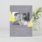 Eenvoudig gele grijze stenen vormen Foto bruiloft Kaart (Staand voorkant)
