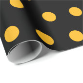 Eenvoudig gele pokadots patroon op zwart cadeaupapier (Rol Hoek)