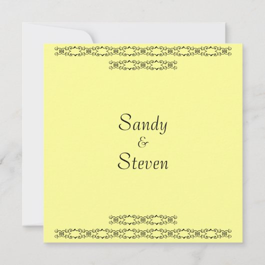 Eenvoudig gele uitnodiging voor bruiloft (Achterkant)