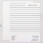 Eenvoudig gelijnd op maat briefhoofd (Voorkant / Achterkant)