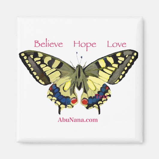 Eenvoudig geloof, hoop, liefde, vlinder magneet (Voorkant)