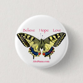 Eenvoudig geloof, hoop, liefde, vlinder ronde button 3,2 cm