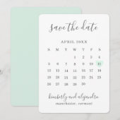 Eenvoudig geluid met groene hartkalender save the date (Voorkant / Achterkant)