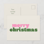 Eenvoudig geluid Retro Roze Groene Kerst Briefkaart (Voorkant / Achterkant)