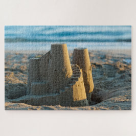 Eenvoudig geluid zandkasteel op de zon legpuzzel